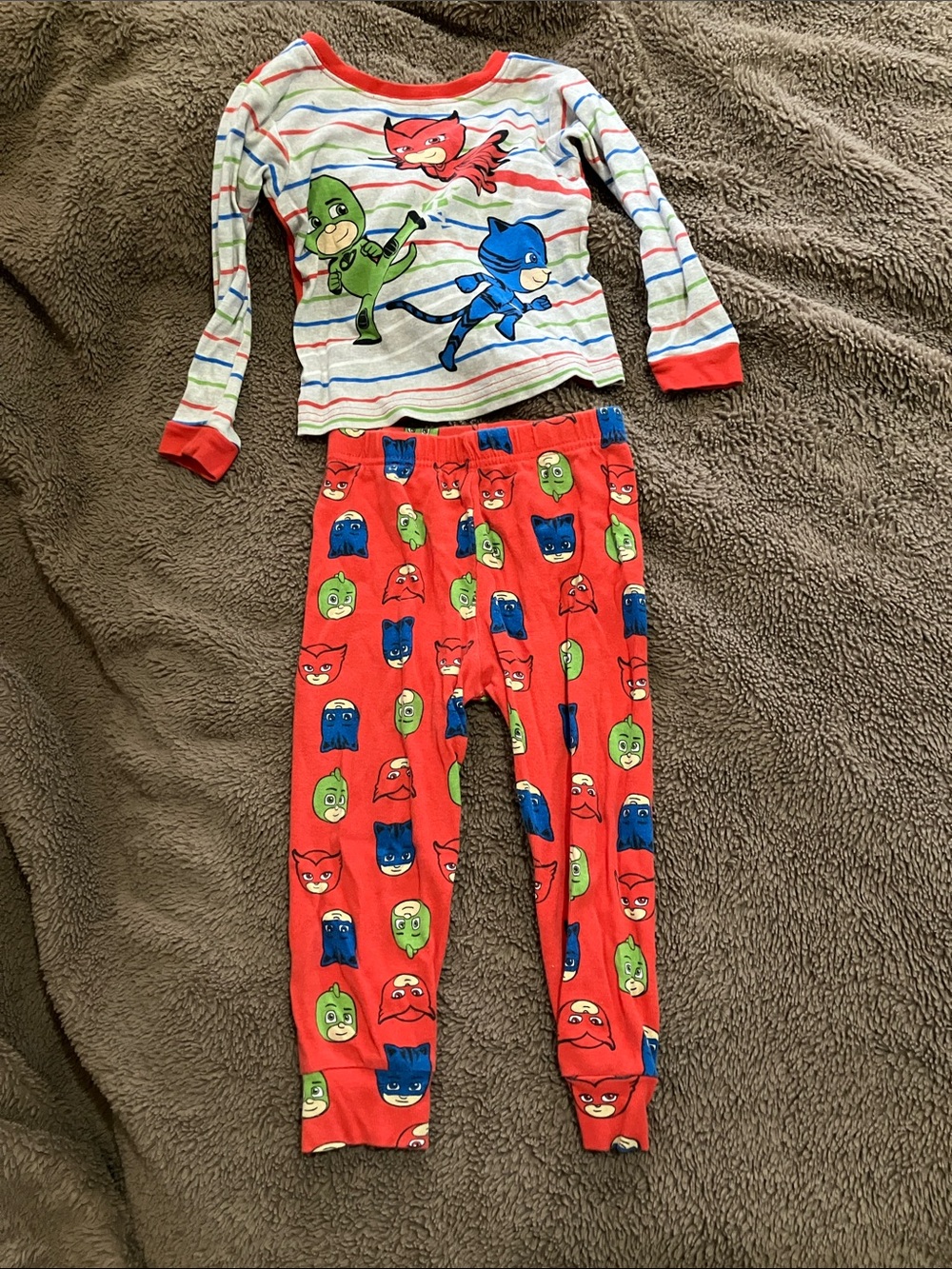 Kids Red Character Pajama Set - Long Sleeve Top & Pants
